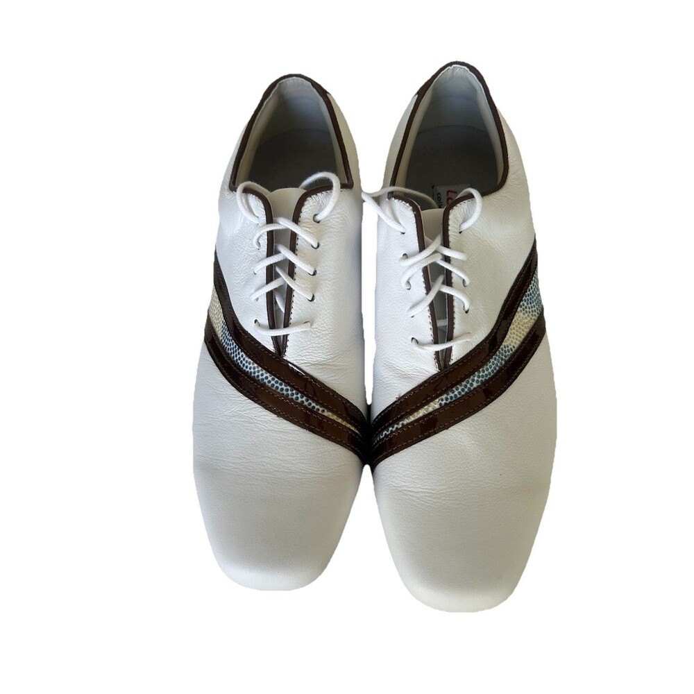 FootJoy LoPro Collection Women’s Golf Shoes White Brown Leather Size 9M NEW